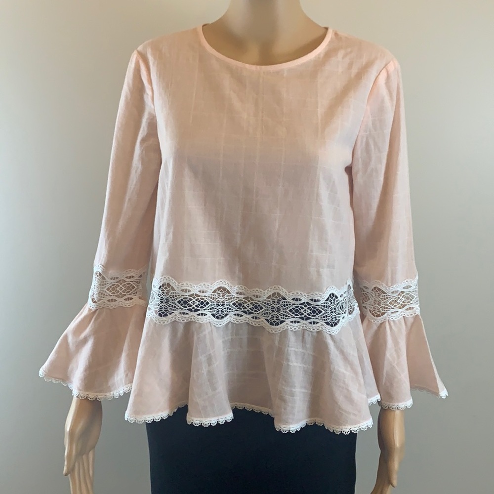 Jonathan Simkhai Peach Voile Lace Blouse
